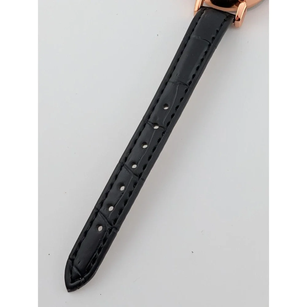 Bres Watch Women 28mm Rose Gold Case Black Leather Band- New‎ Battery